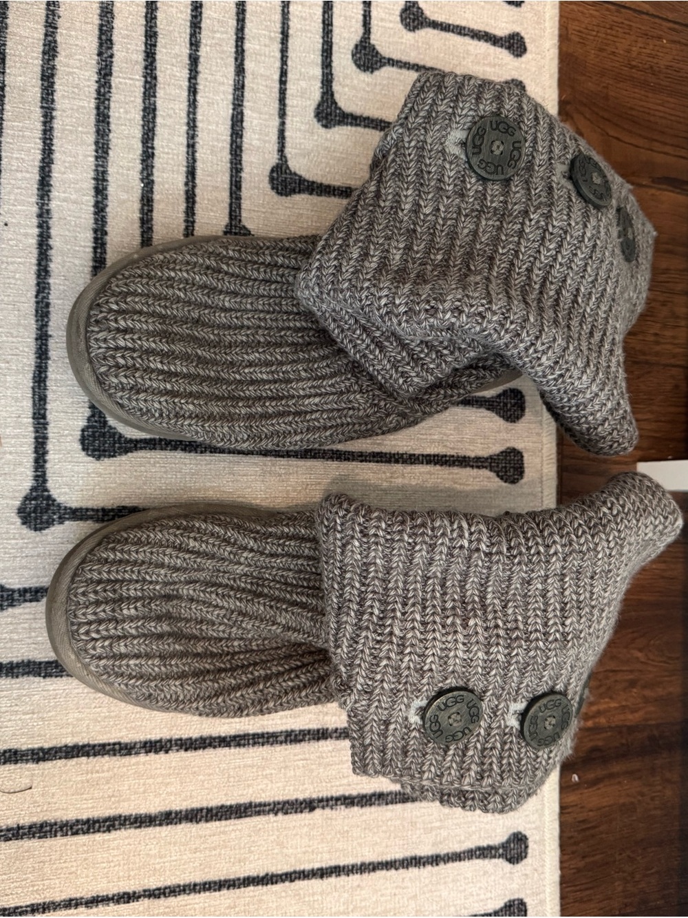 UGG Cardi Grey Knit Button Boot Slippers